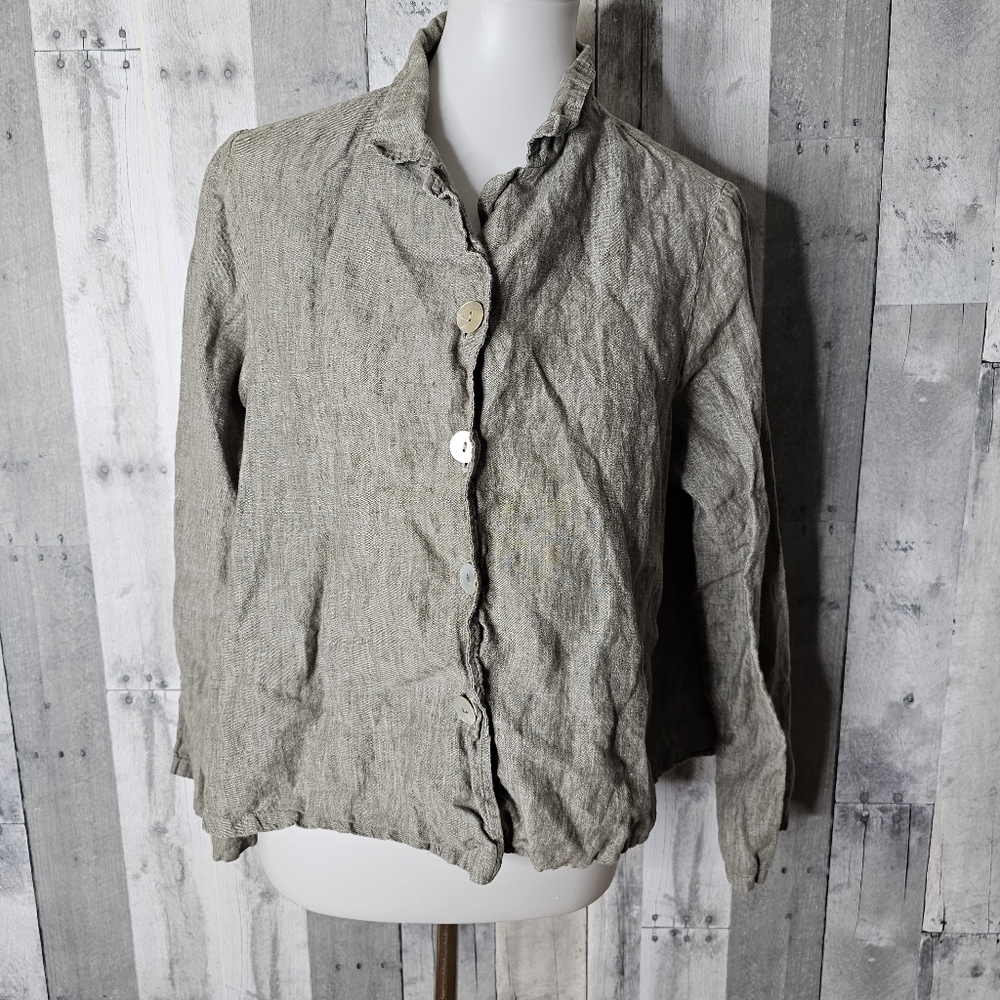 Bryn Walker Large Button Front Linen Lagenlook Top